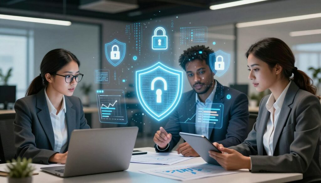 A-digital-illustration-depicting-the-concept-of-online-protection-focusing-on-cyber-insurance--1024x585 Cyber-assurance pour particuliers et TPE : Pourquoi souscrire en 2026 ?