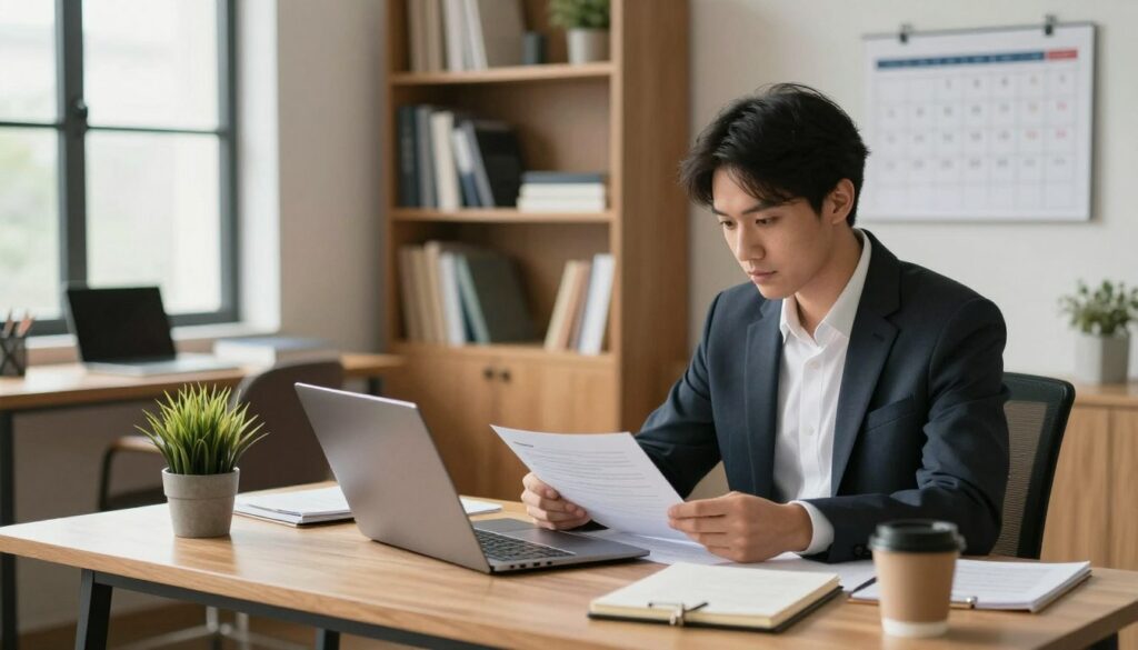 A-modern-home-office-environment-showcasing-a-freelance-worker-in-professional-attire-sitting--1024x585 Micro-entrepreneur : Quelles assurances sont vraiment obligatoires en 2026 ?
