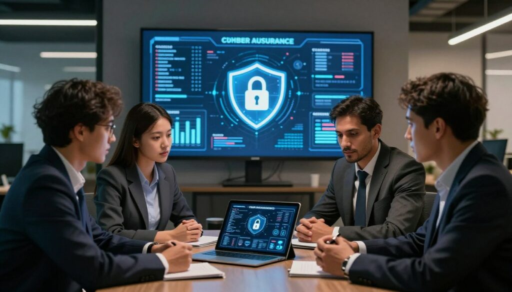 A-modern-office-environment-depicting-the-theme-of-cyber-assurance.-In-the-foreground-a-1024x585 Cyber-assurance pour particuliers et TPE : Pourquoi souscrire en 2026 ?