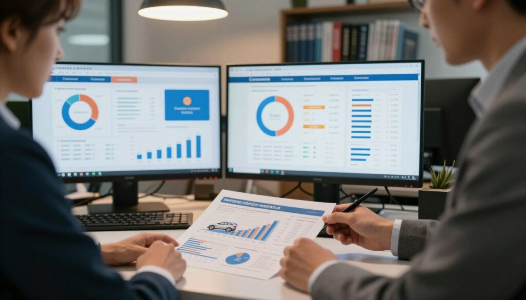 A-modern-office-workspace-filled-with-charts-and-graphs-depicting-car-insurance-comparisons.-In-1024x585 Top 10 des meilleurs comparatifs et guides pour bien choisir son assurance en 2026