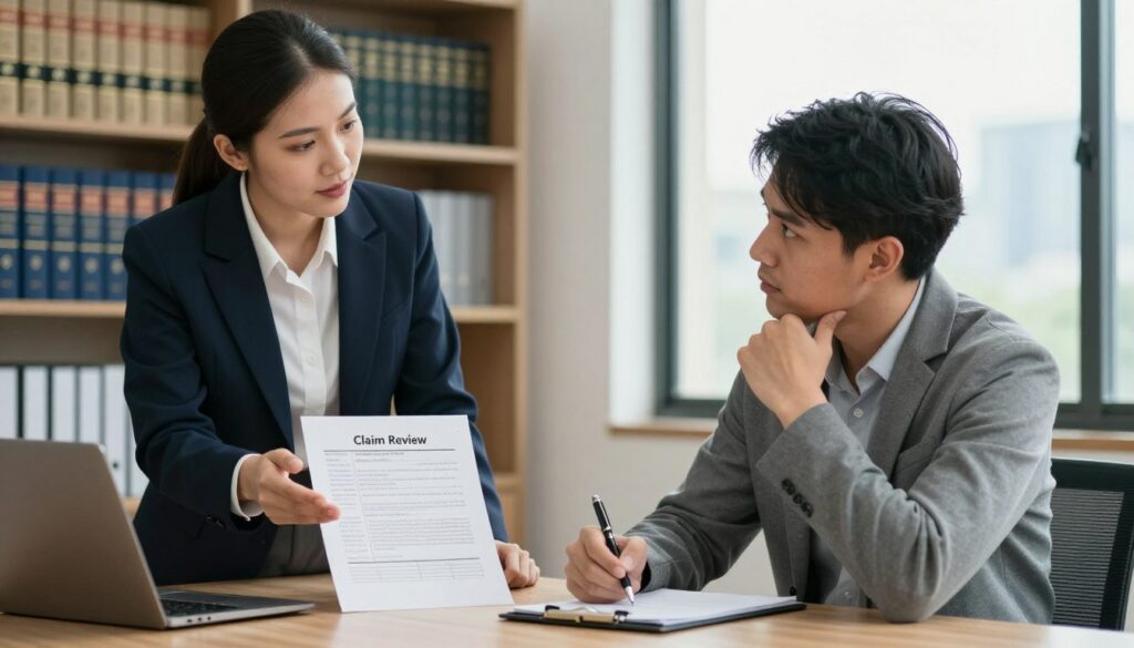 A-professional-and-serene-office-setting-where-a-confident-insurance-advisor-dressed-in-1024x585 Indemnisation insuffisante : Comment contester l'offre de votre assurance après un sinistre ?
