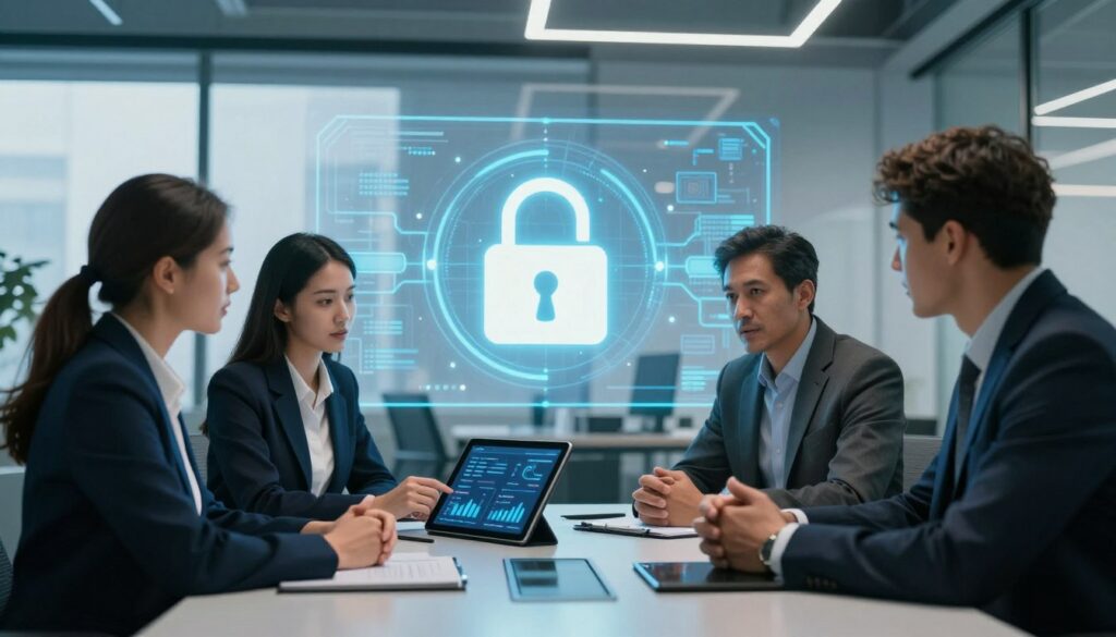 A-professional-business-office-scene-depicting-cybersecurity-concepts.-In-the-foreground-a-1024x585 Cyber-assurance pour particuliers et TPE : Pourquoi souscrire en 2026 ?
