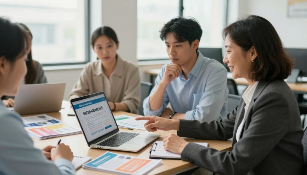 A-professional-office-setting-depicting-a-diverse-group-of-individuals-engaged-in-a-discussion-1024x585 Micro-assurance : La solution pour les petits budgets en France ?