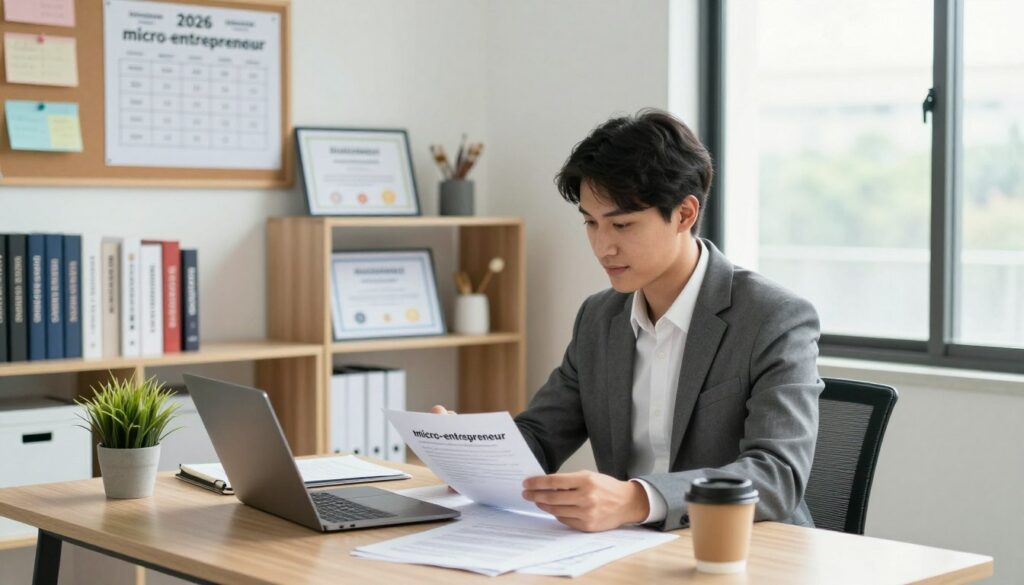 A-professional-workspace-illustrating-the-concept-of-a-micro-entrepreneur-in-2026.-In-the-1024x585 Micro-entrepreneur : Quelles assurances sont vraiment obligatoires en 2026 ?